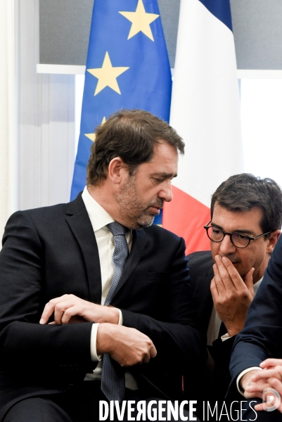 La Courneuve. Christophe Castaner, Laurent Nunez et Julien Denormandie.