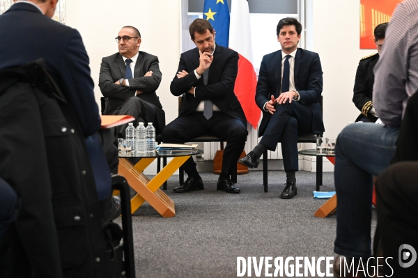 La Courneuve. Christophe Castaner, Laurent Nunez et Julien Denormandie.