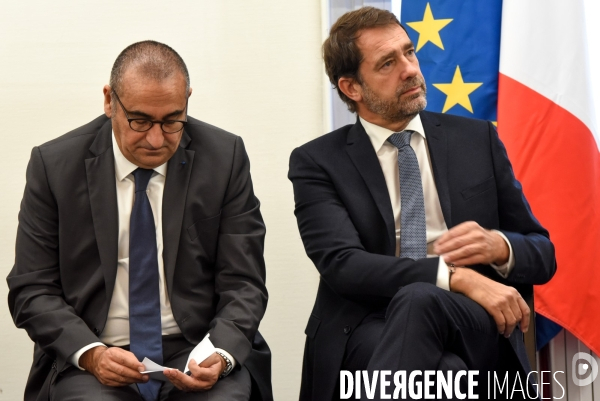 La Courneuve. Christophe Castaner, Laurent Nunez et Julien Denormandie.