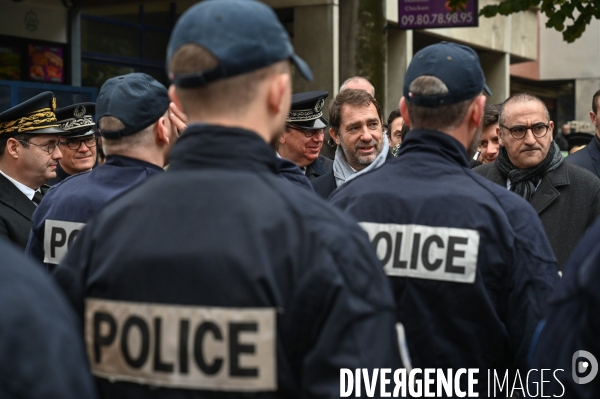 La Courneuve. Christophe Castaner, Laurent Nunez et Julien Denormandie.