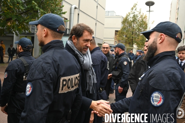 La Courneuve. Christophe Castaner, Laurent Nunez et Julien Denormandie.