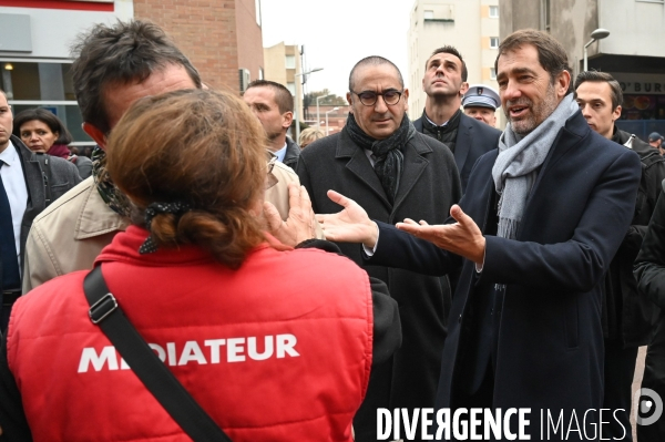 La Courneuve. Christophe Castaner, Laurent Nunez et Julien Denormandie.