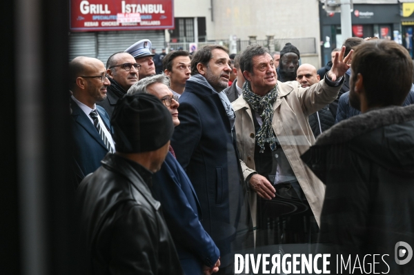 La Courneuve. Christophe Castaner, Laurent Nunez et Julien Denormandie.