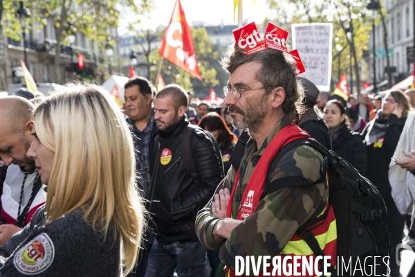 Manifestation de la CGT cheminots pour le maintien des guichets dans les gares.