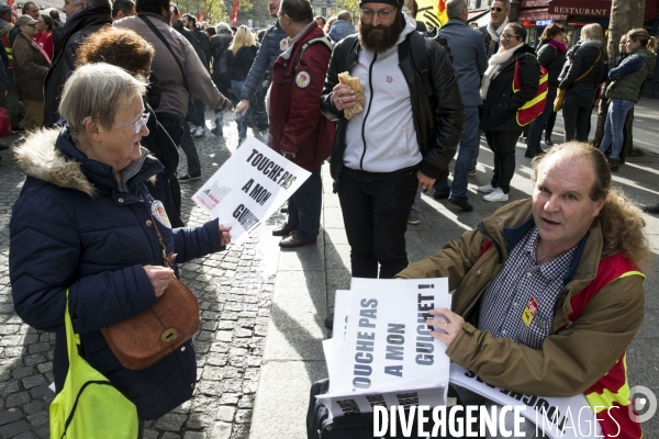 Manifestation de la CGT cheminots pour le maintien des guichets dans les gares.