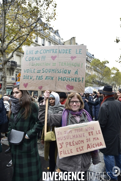 Marche contre l islamophobie, à Paris. March against Islamophobia in Paris.