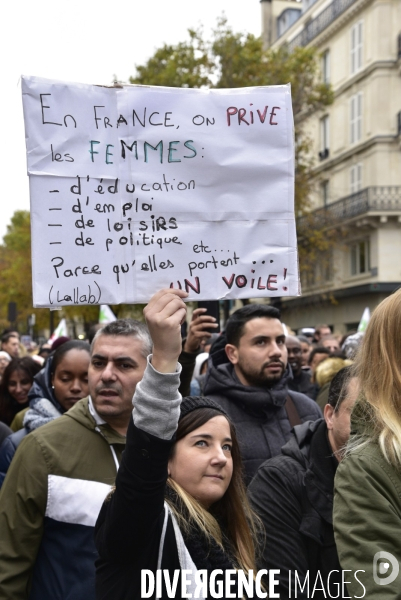 Marche contre l islamophobie, à Paris. March against Islamophobia in Paris.