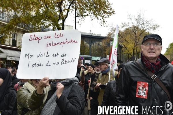 Marche contre l islamophobie, à Paris. March against Islamophobia in Paris.