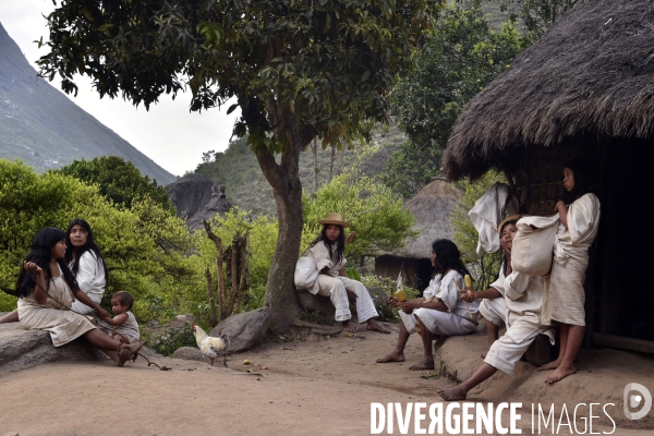 Les  Kogis,  Les gardiens de la Terre . iIs vivent dans la Sierra Nevada de Santa Marta qui représente à leurs yeux le centre du monde, la « Mère Terre »,  avec laquelle ils vivent en harmonie