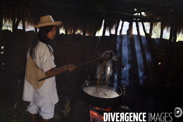 Les  Kogis,  Les gardiens de la Terre . iIs vivent dans la Sierra Nevada de Santa Marta qui représente à leurs yeux le centre du monde, la « Mère Terre »,  avec laquelle ils vivent en harmonie