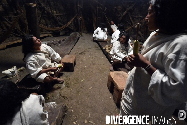 Les  Kogis,  Les gardiens de la Terre . iIs vivent dans la Sierra Nevada de Santa Marta qui représente à leurs yeux le centre du monde, la « Mère Terre »,  avec laquelle ils vivent en harmonie