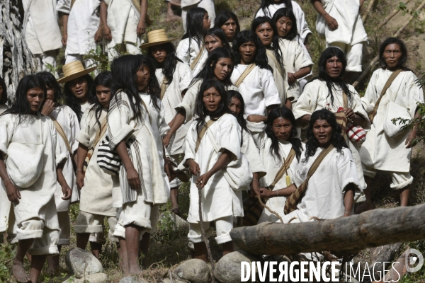 Les  Kogis,  Les gardiens de la Terre . iIs vivent dans la Sierra Nevada de Santa Marta qui représente à leurs yeux le centre du monde, la « Mère Terre »,  avec laquelle ils vivent en harmonie