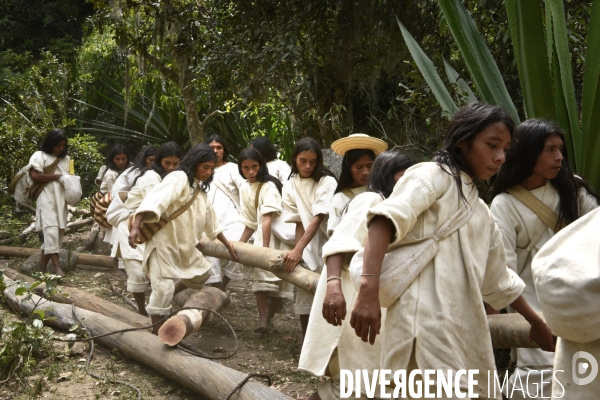 Les  Kogis,  Les gardiens de la Terre . iIs vivent dans la Sierra Nevada de Santa Marta qui représente à leurs yeux le centre du monde, la « Mère Terre »,  avec laquelle ils vivent en harmonie