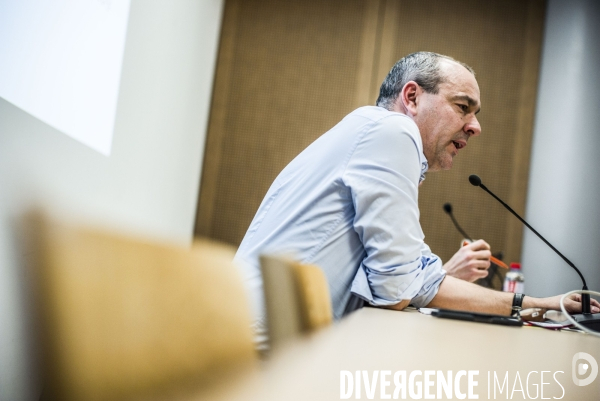 Conference de presse du secretaire general de la cfdt a propos du projet de reforme des retraites.