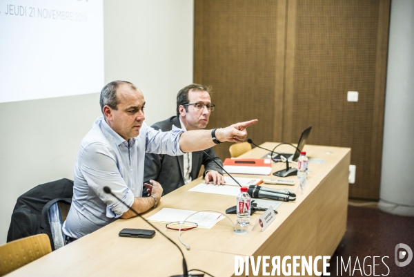 Conference de presse du secretaire general de la cfdt a propos du projet de reforme des retraites.