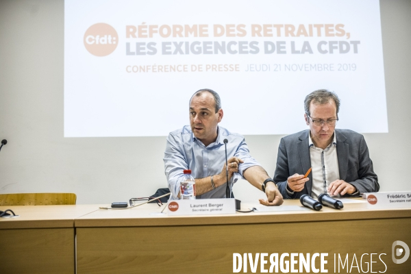 Conference de presse du secretaire general de la cfdt a propos du projet de reforme des retraites.