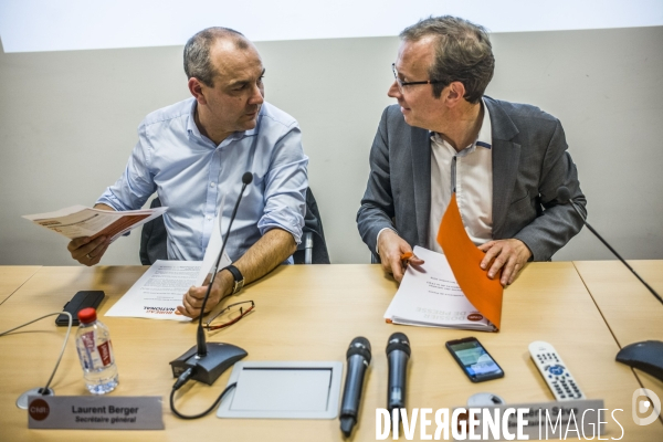 Conference de presse du secretaire general de la cfdt a propos du projet de reforme des retraites.