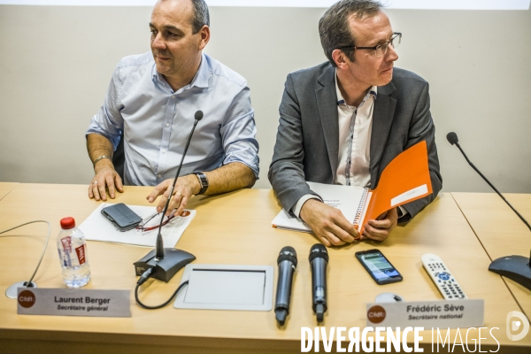 Conference de presse du secretaire general de la cfdt a propos du projet de reforme des retraites.