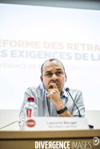 Conference de presse du secretaire general de la cfdt a propos du projet de reforme des retraites.