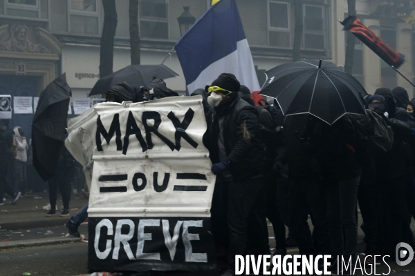 Manifestation contre la réforme des retraites Paris 2019. Protests Against Pension Reforms in Paris.