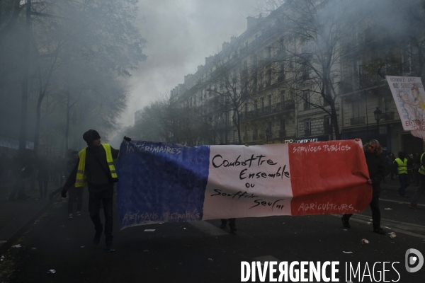 Manifestation contre la réforme des retraites Paris 2019. Protests Against Pension Reforms in Paris.