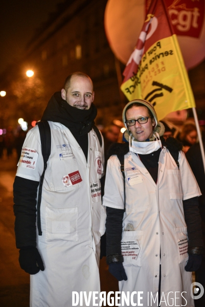 Manifestation pour la Grève du 5 décembre 2019 à Paris. National strike of 5 December 2019 in Paris.