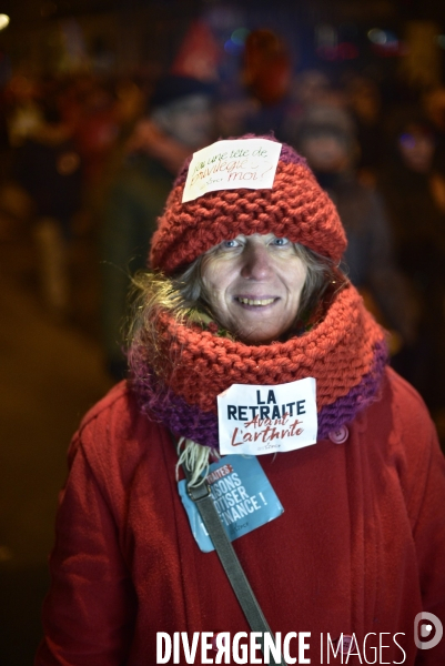 Manifestation pour la Grève du 5 décembre 2019 à Paris. National strike of 5 December 2019 in Paris.