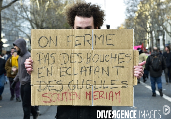 Manifestation contre la réforme des retraites. Grève du 10 décembre 2019 à Paris. National strike of 10 December 2019 in Paris.