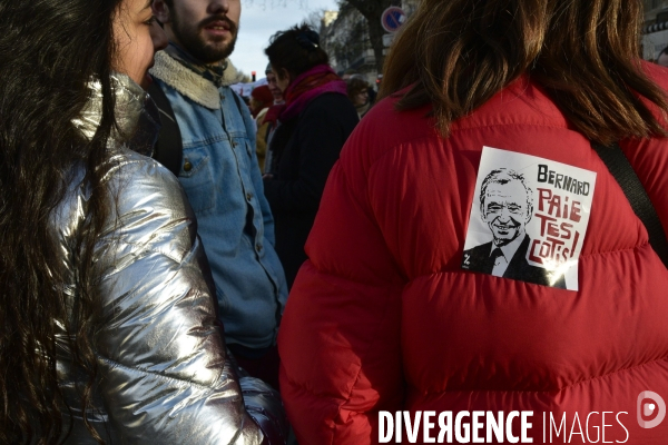 Manifestation contre la réforme des retraites. Grève du 10 décembre 2019 à Paris. National strike of 10 December 2019 in Paris.