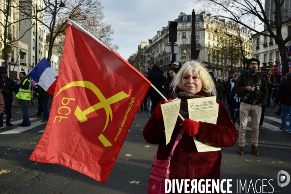 Manifestation contre la réforme des retraites. Grève du 10 décembre 2019 à Paris. National strike of 10 December 2019 in Paris.