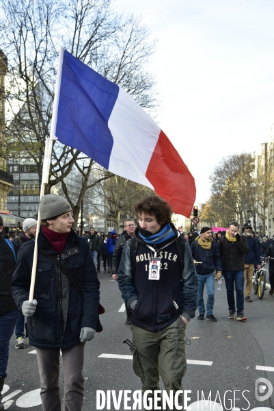 Manifestation contre la réforme des retraites. Grève du 10 décembre 2019 à Paris. National strike of 10 December 2019 in Paris.