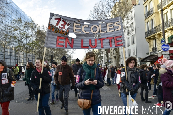 Manifestation contre la réforme des retraites. Grève du 10 décembre 2019 à Paris. National strike of 10 December 2019 in Paris.