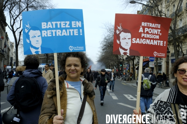 Manifestation nationale contre la reforme des retraites a Paris. Demonstration against pension reform in Paris.