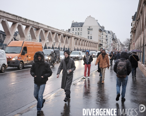 Grève des transports, Paris rue Lafayette.