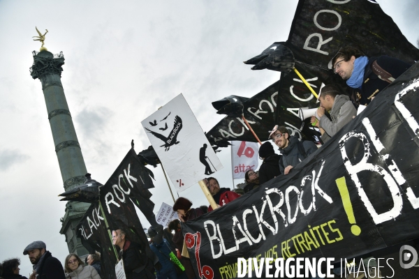 Manifestation contre la réforme des retraites. Grève du 17 décembre 2019, à Paris. National strike of 17 December 2019 in Paris.