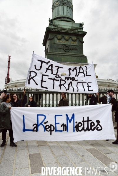 Manifestation contre la réforme des retraites. Grève du 17 décembre 2019, à Paris. National strike of 17 December 2019 in Paris.