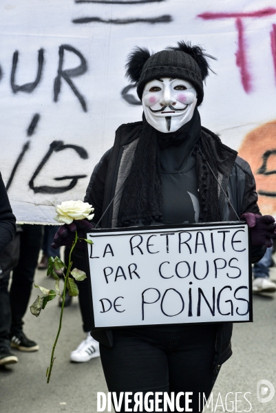 Manifestation contre la réforme des retraites du 4 janvier 2020, à Paris. National strike of 4 janvier 2020 in Paris.