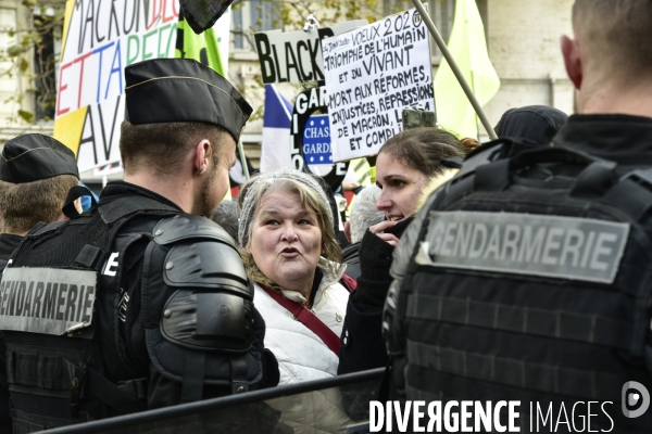 Manifestation contre la réforme des retraites du 4 janvier 2020, à Paris. National strike of 4 janvier 2020 in Paris.