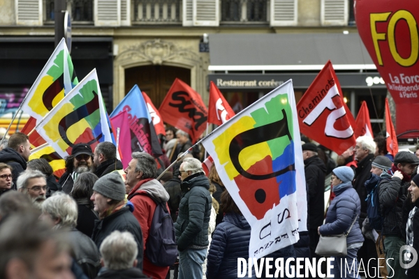 Manifestation contre la réforme des retraites du 4 janvier 2020, à Paris. National strike of 4 janvier 2020 in Paris.