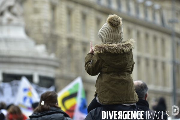 Manifestation contre la réforme des retraites du 4 janvier 2020, à Paris. National strike of 4 janvier 2020 in Paris.