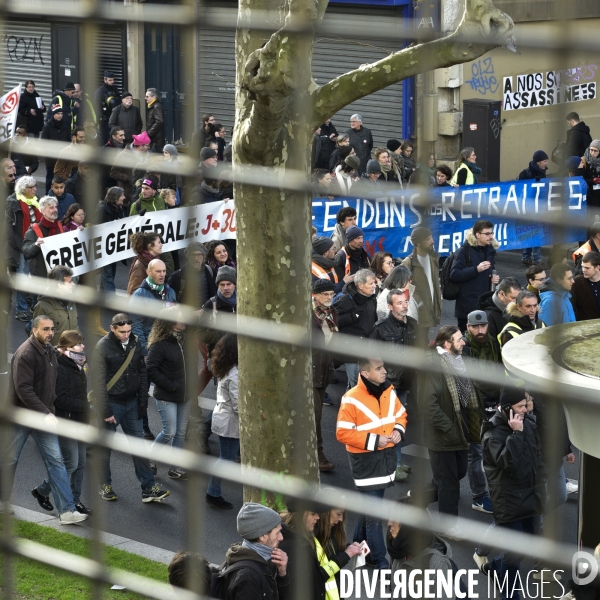 Manifestation contre la réforme des retraites du 4 janvier 2020, à Paris. National strike of 4 janvier 2020 in Paris.