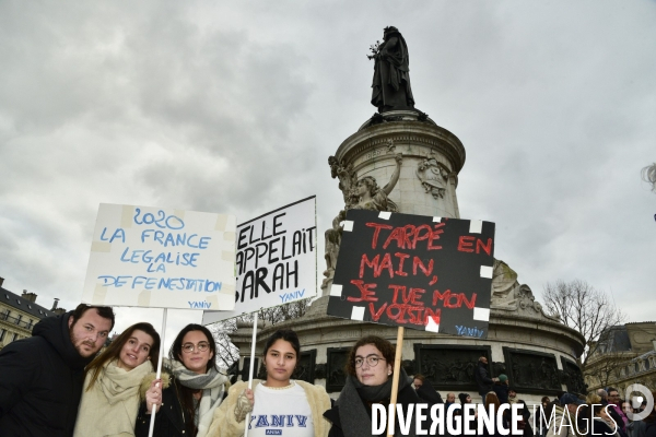 Rassemblement pour réclamer   justice pour Sarah Halimi  , à Paris. Rally to demand  justice for Sarah Halimi 