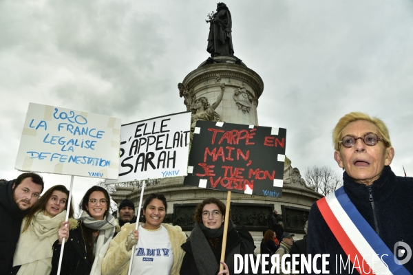 Rassemblement pour réclamer   justice pour Sarah Halimi  , à Paris. Rally to demand  justice for Sarah Halimi 