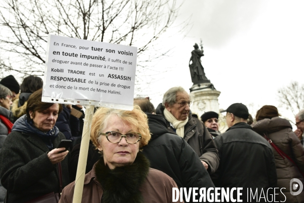 Rassemblement pour réclamer   justice pour Sarah Halimi  , à Paris. Rally to demand  justice for Sarah Halimi 