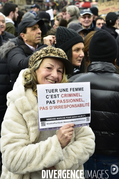 Rassemblement pour réclamer   justice pour Sarah Halimi  , à Paris. Rally to demand  justice for Sarah Halimi 