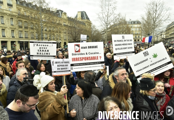 Rassemblement pour réclamer   justice pour Sarah Halimi  , à Paris. Rally to demand  justice for Sarah Halimi 