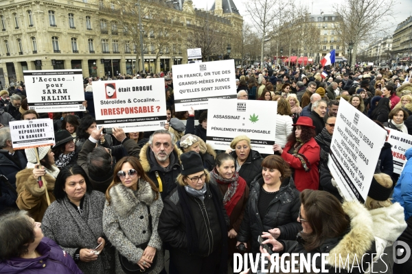 Rassemblement pour réclamer   justice pour Sarah Halimi  , à Paris. Rally to demand  justice for Sarah Halimi 