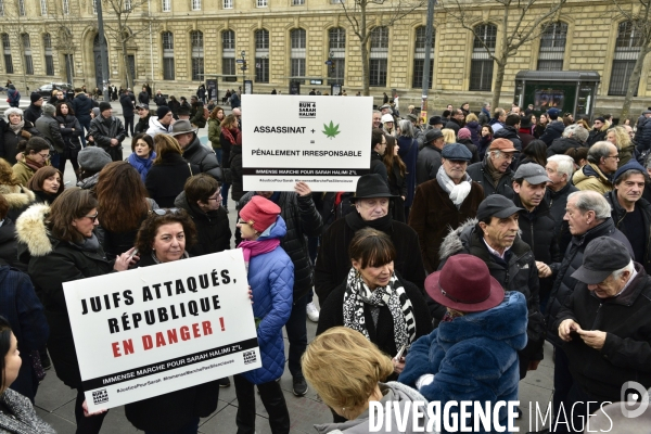 Rassemblement pour réclamer   justice pour Sarah Halimi  , à Paris. Rally to demand  justice for Sarah Halimi 