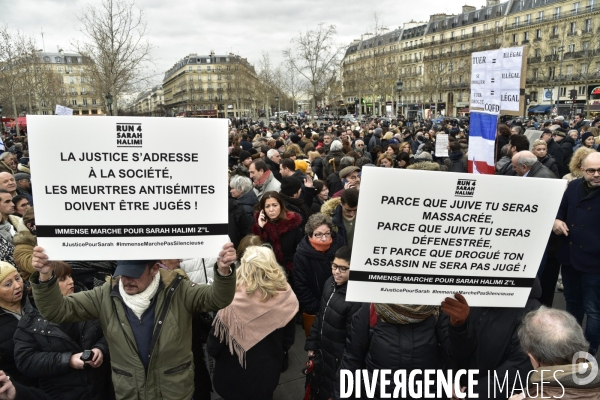 Rassemblement pour réclamer   justice pour Sarah Halimi  , à Paris. Rally to demand  justice for Sarah Halimi 