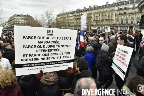 Rassemblement pour réclamer   justice pour Sarah Halimi  , à Paris. Rally to demand  justice for Sarah Halimi 